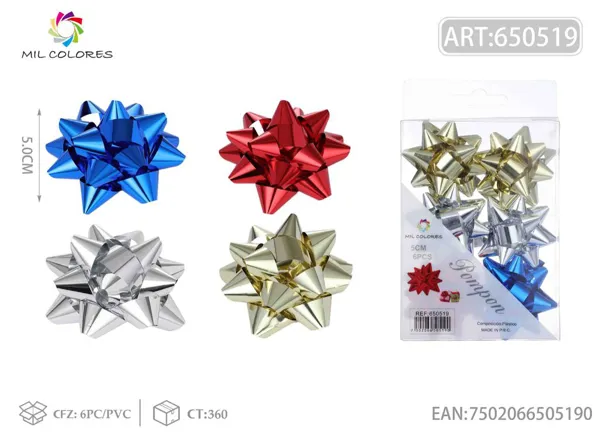 Estrellas de PET 5cm mezcla de 4 colores 6 piezas