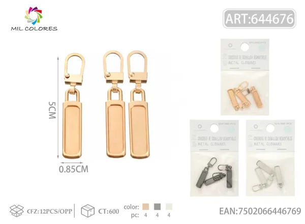 Cabezal de cremallera desmontable estilo largo 50*8.5mm 3pcs