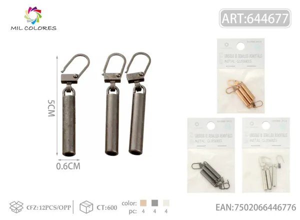 Cabezal de cremallera desmontable estilo columna larga 50*6mm 3pcs