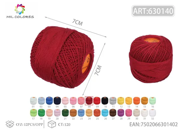 Hilo No.12 8 rojo granate