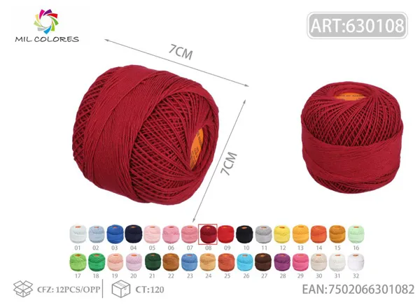 Hilo de encaje No.6 8 rojo granate
