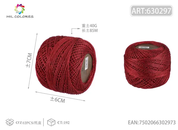 Hilo de seda multicolor fino 40g rojo brillante 85m