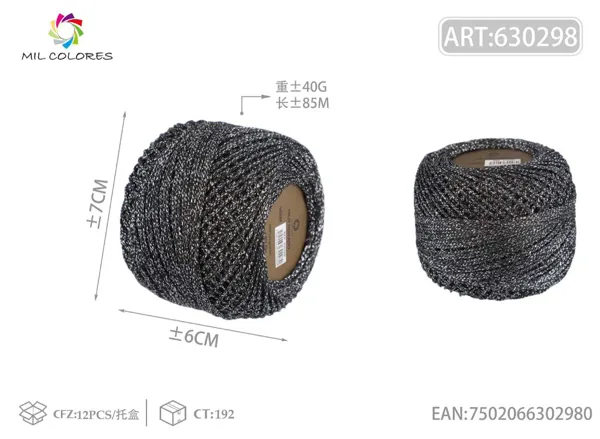 Hilo de seda multicolor fino 40g negro mate 85m
