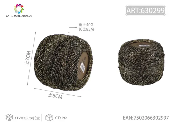 Hilo de seda multicolor fino 40g negro dorado 85m