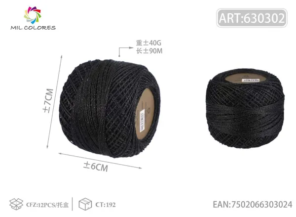 Hilo de seda multicolor fino 40g negro 90m
