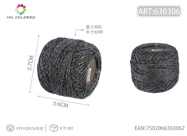 Hilo de seda multicolor grueso 40g negro mate 65m