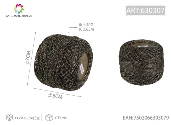 Hilo de seda multicolor grueso 40g negro dorado 65m