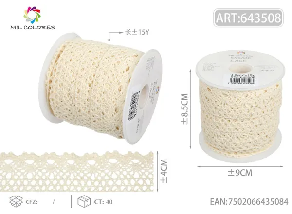 Puntilla de algodón 21869# 4.0cm*15y crudo