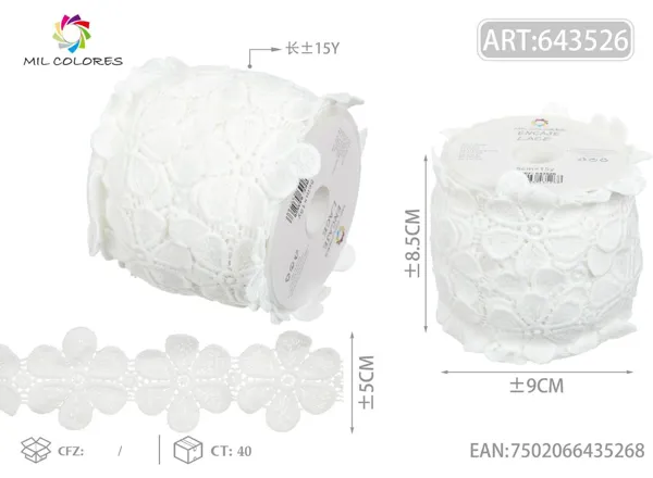 Puntilla de poliéster 2# 5.0cm*15y blanco