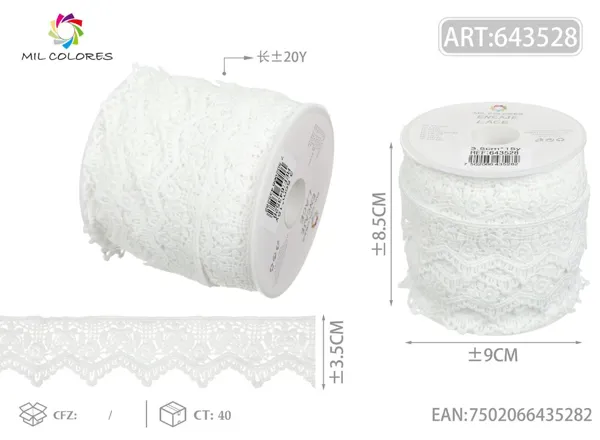 Puntilla de poliéster 4# 3.5cm*15y blanco