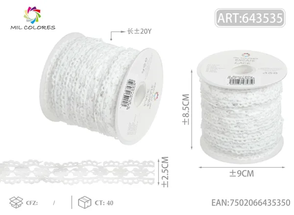 Puntilla de poliéster 11# 2.5cm*20y blanco