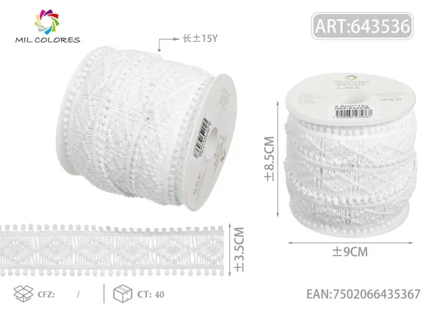 Puntilla de poliéster 12# 3.5cm*15y blanco
