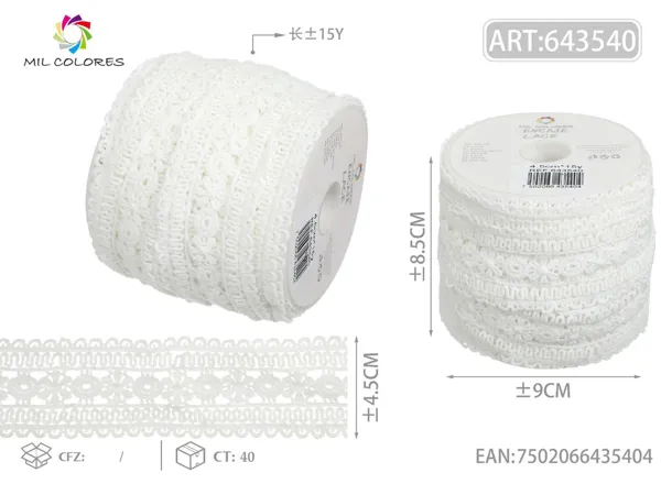 Puntilla de poliéster 16# 4.5cm*15y blanco