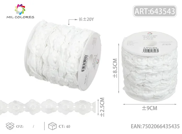 Encaje de poliéster 19# 2.5cm *20y blanco