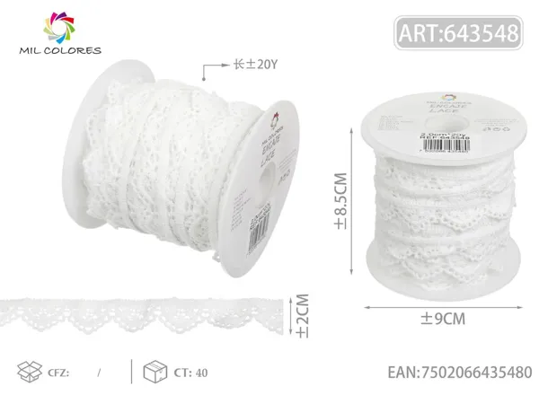 Encaje de poliéster 24# 2.0cm*20y blanco