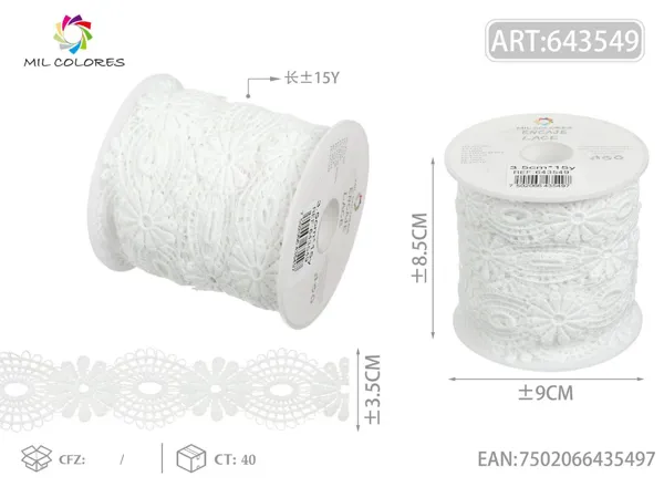 Encaje de poliéster 25# 3.5cm*15y blanco