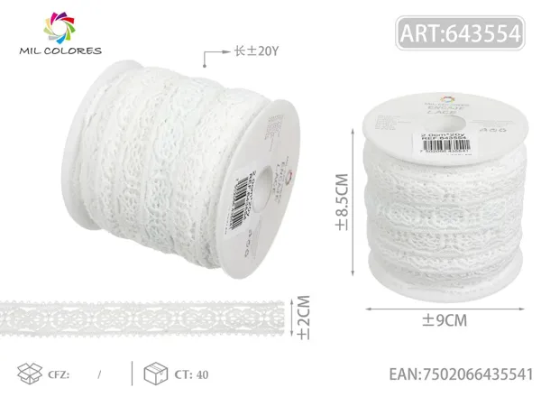 Encaje de poliéster 30# 2.0cm *20y blanco