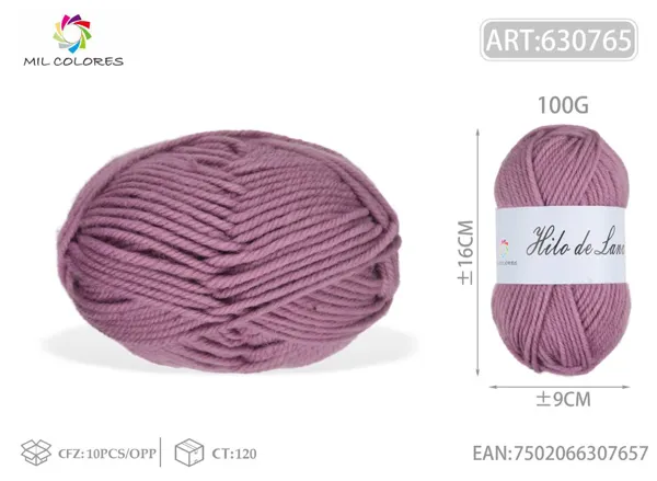 Lana gruesa macarrón 100g color frijol rojo