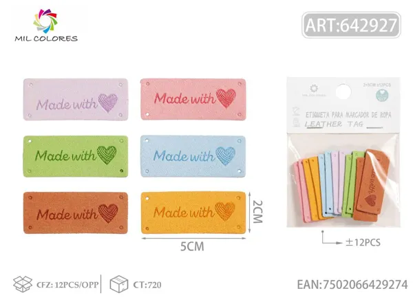 Etiqueta de mano color claro 2*5cm 12pcs