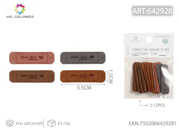 Etiqueta de mano color oscuro 1.5*5.5cm 12pcs