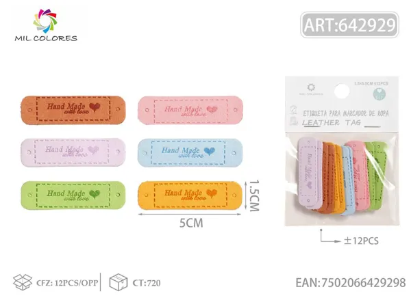 Etiqueta de mano color claro 1.5*5.5cm 12pcs
