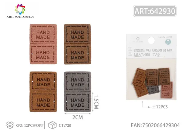 Etiqueta de mano color oscuro 1.5*2cm 12pcs