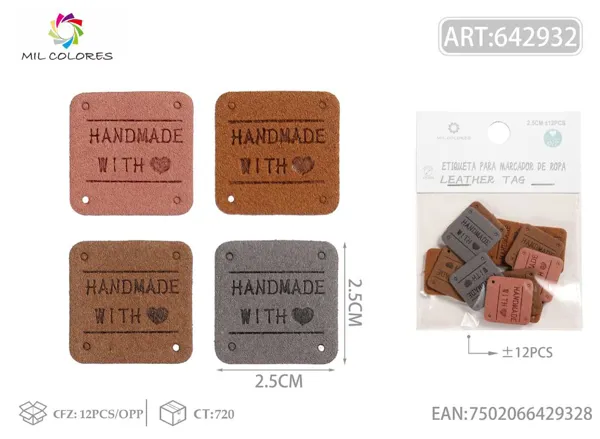 Etiqueta de mano redonda color oscuro 2.5cm 12pcs