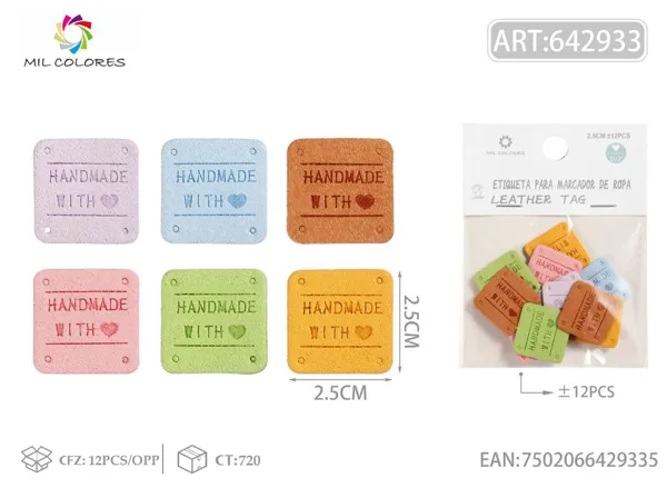 Etiqueta de mano redonda color claro 2.5cm 12pcs