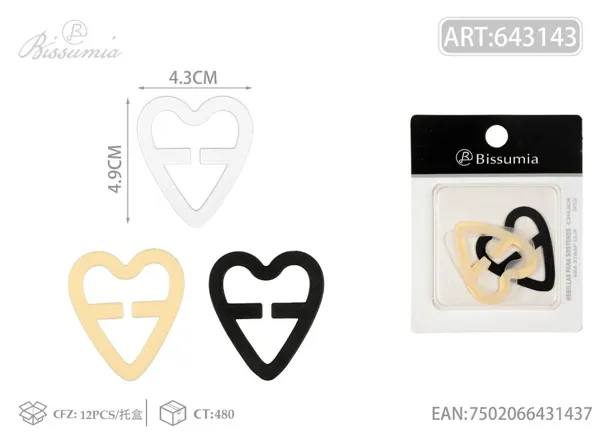 Cierre antideslizante en forma de corazón 4.3*4.9cm 3pcs