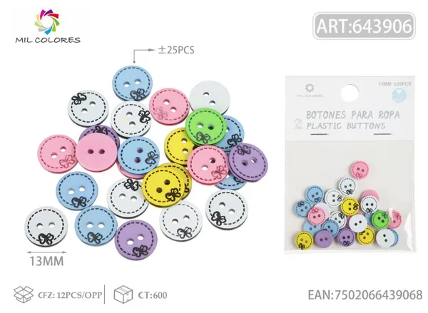 Botón #340 1.5cm ±25pcs colores surtidos