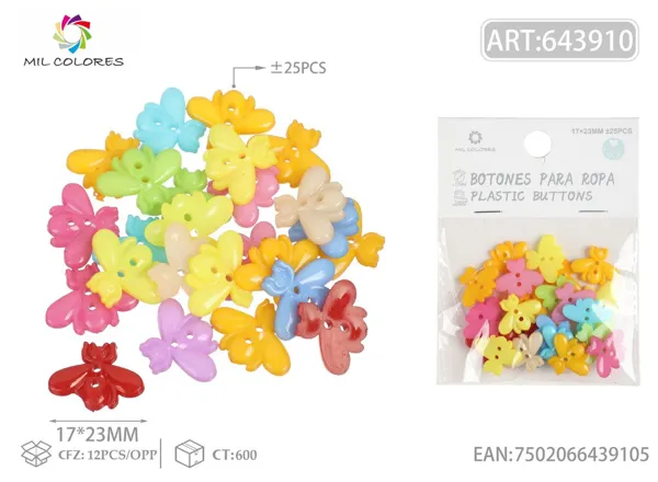 Botón libélula 1.7*2.3cm ±25pcs colores surtidos