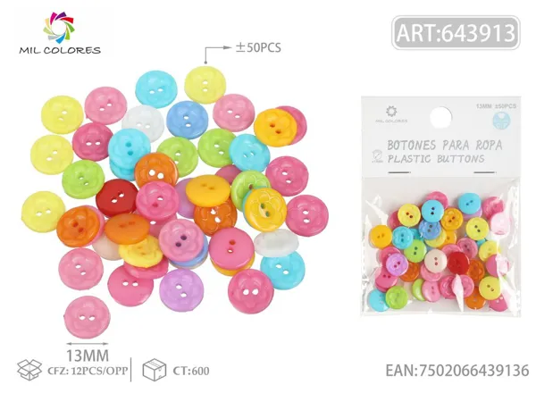Botón flor de ciruelo 1.3cm ±50pcs colores surtidos