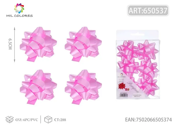 Flores lisas 6.5cm rosa 6pc