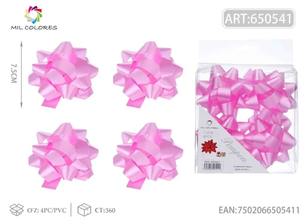 Flores lisas 7.5cm rosa 4pc