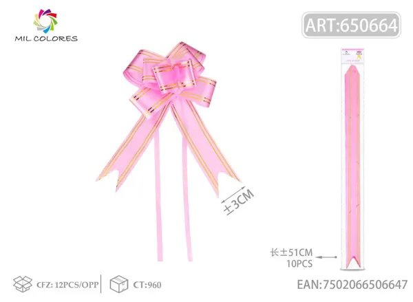 Tirador con borde dorado 3*51cm 10pc rosa