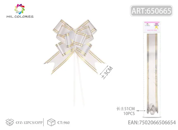 Tirador con borde dorado 3*51cm 10pc blanco