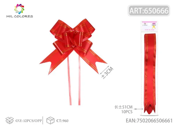 Tirador con borde dorado 3*51cm 10pc rojo