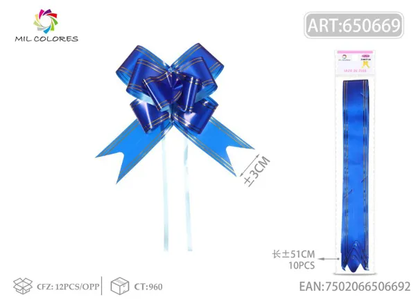 Tirador con borde dorado 3*51cm 10pc azul marino