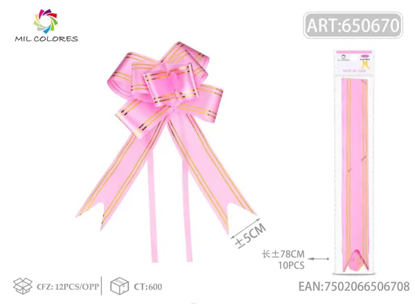 Tirador con borde dorado 5*78cm 10pc rosa