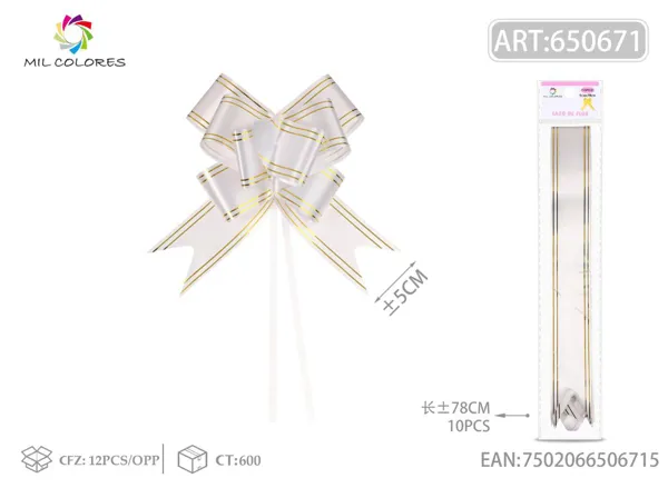 Tirador con borde dorado 5*78cm 10pc blanco