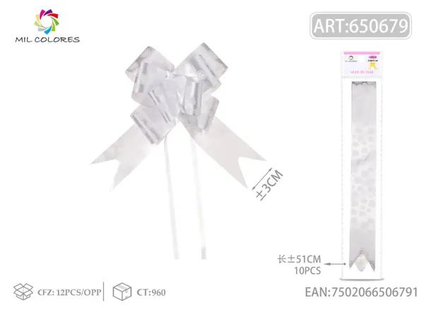 Tirador estampado 3*51cm 10pc blanco