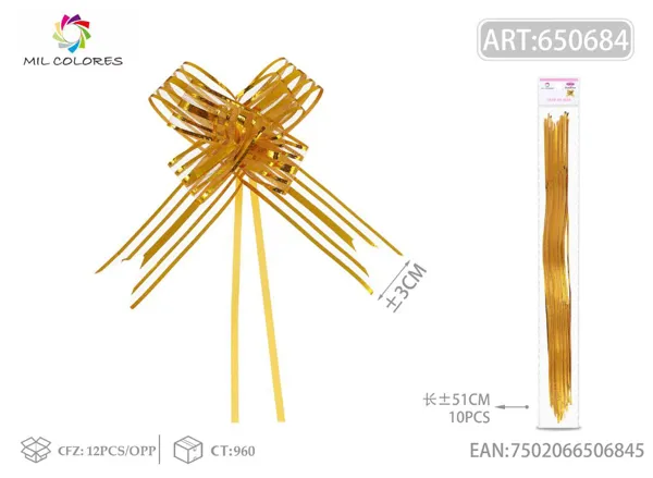 Tirador de cinta de 5 hilos 3*51cm 10pc dorado