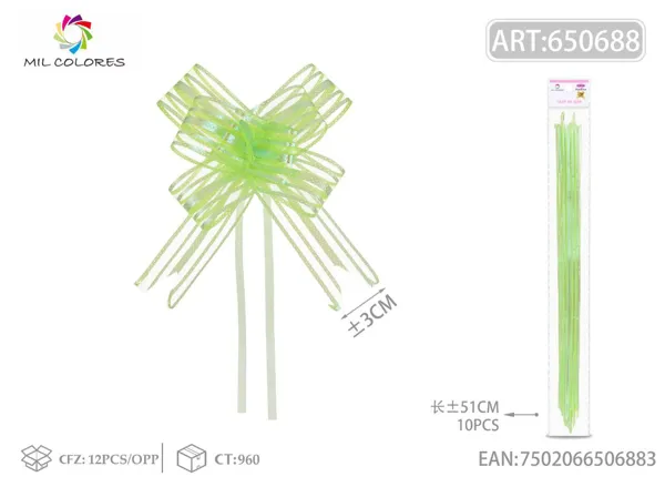Tirador de cinta de 5 hilos 3*51cm 10pc verde
