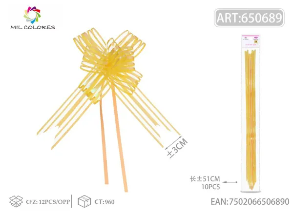 Tirador de cinta de 5 hilos 3*51cm 10pc amarillo
