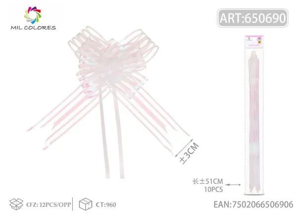 Tirador de cinta de 5 hilos 3*51cm 10pc blanco