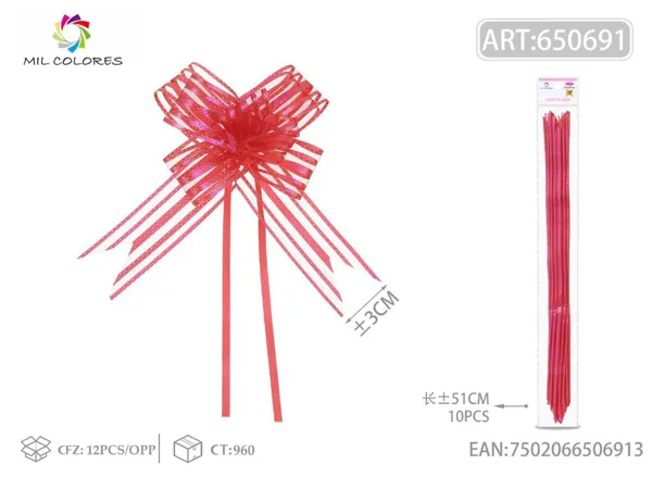 Tirador de cinta de 5 hilos 3*51cm 10pc rojo