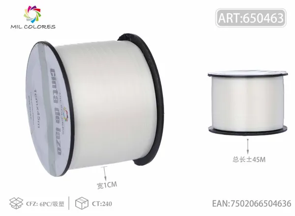 Cinta de tirador liso 1cm*50 yardas (45m) 20 blanco