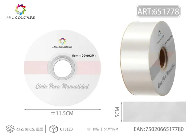 Cinta de PP lisa 5cm*100y blanca