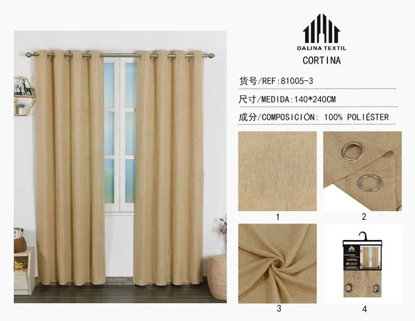 CORTINA DE LINO CAFE CLARO 140X240CM