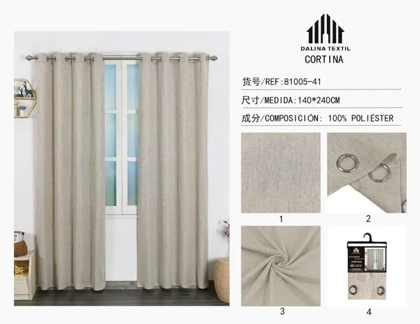 CORTINA DE LINO MARRON CLARO 140X240CM